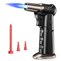 Uivaby Refillable Butane Torch, Kitchen Torch Lighter with Adjustable Torch Nozzle & Flame, Cooking Blow Torch with Safety Lock for Creme Brulee, Baking, BBQ, Crafting, and DIY — Butane Gas Not Included