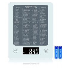 Uivaby Food Scale, Digital Kitchen Scales with Calories List & Backlit LCD Display, Kitchen Scale with 4 Units for Cooking, Baking, Keto and Meal Prep, Tempered Glass Surface (Batteries Included)